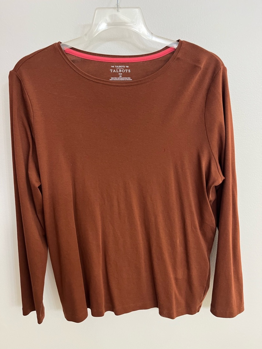 EUC Talbots 2X Long Sleeve Crewneck Top in Rust Brown